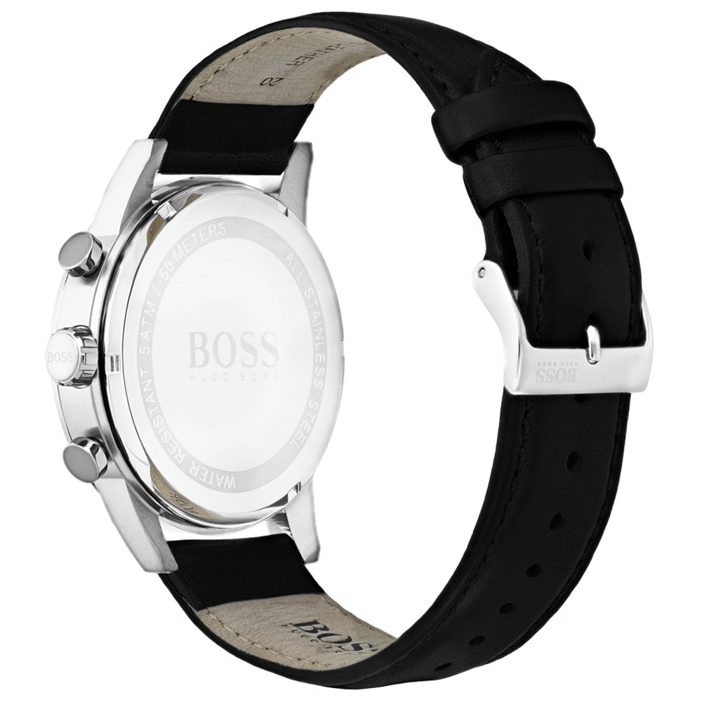  Shop Authentic Hugo Boss Navigator Black Dial Black Leather Strap Watch for Men - 1513678 - Luxxuri