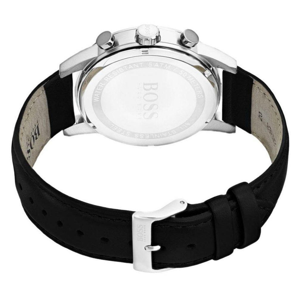 Shop Authentic Hugo Boss Navigator Black Dial Black Leather Strap Watch for Men - 1513678 - Luxxuri