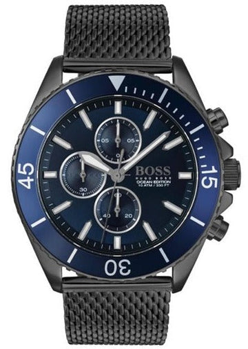  Shop Authentic Hugo Boss Ocean Edition Blue Dial Black Mesh Bracelet Watch for Men - 1513702 - Luxxuri