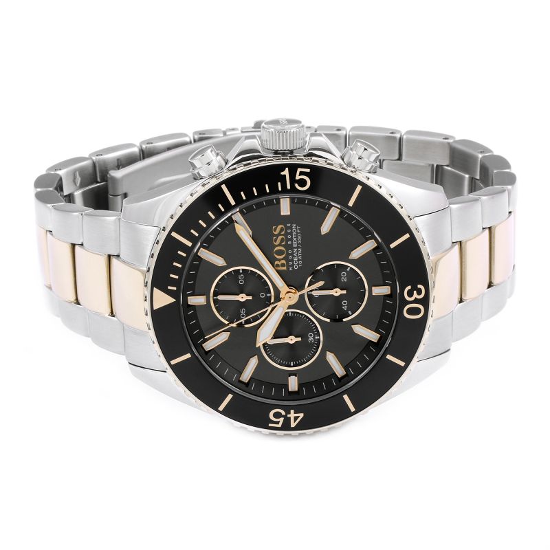  Shop Authentic Hugo Boss Ocean Edition Black Dial Two Tone Steel Strap Watch for Men - 1513705 - Luxxuri