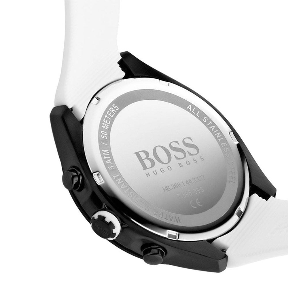  Shop Authentic Hugo Boss Velocity Black Dial White Rubber Strap Watch for Men - 1513718 - Luxxuri