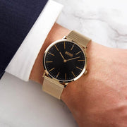  Shop Authentic Hugo Boss Horizon Quartz Black Dial Gold Mesh Bracelet Watch For Men - 1513735 - Luxxuri