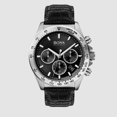  Shop Authentic Hugo Boss Hero Chronograph Black Dial Black Leather Strap Watch For Men - 1513752 - Luxxuri