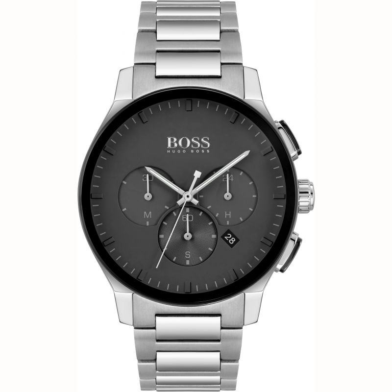 Shop Authentic Hugo Boss Peak Black Dial Silver Steel Strap Watch for Men - 1513762 - Luxxuri