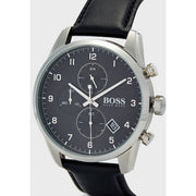  Shop Authentic Hugo Boss Skymaster Black Dial Black Leather Strap Watch for Men - 1513782 - Luxxuri