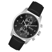  Shop Authentic Hugo Boss Skymaster Black Dial Black Leather Strap Watch for Men - 1513782 - Luxxuri