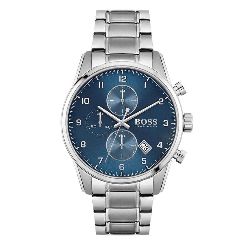  Shop Authentic Hugo Boss Skymaster Blue Dial Silver Steel Strap Watch for Men - 1513784 - Luxxuri