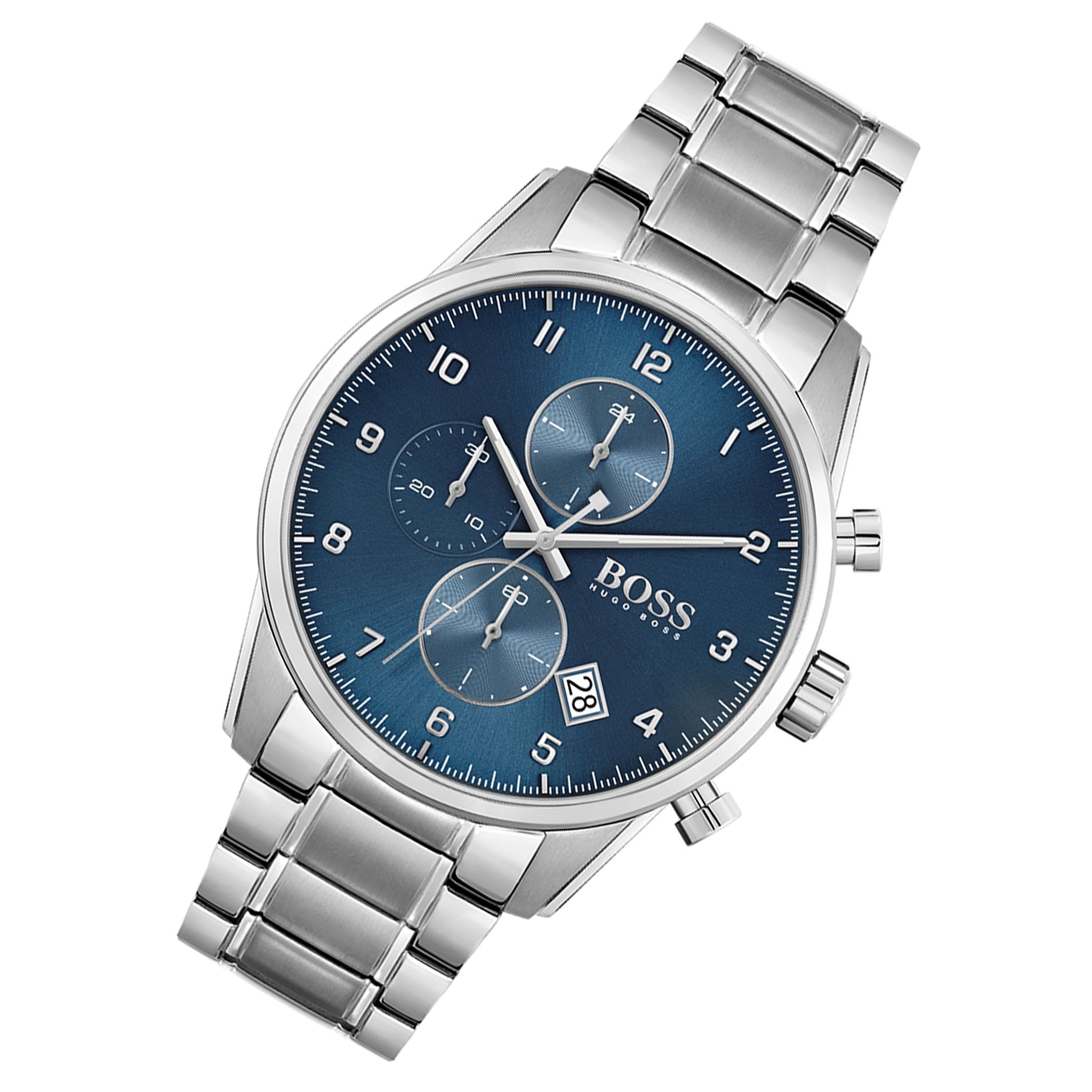  Shop Authentic Hugo Boss Skymaster Blue Dial Silver Steel Strap Watch for Men - 1513784 - Luxxuri