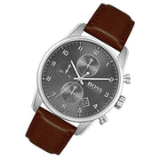  Shop Authentic Hugo Boss Skymaster Grey Dial Brown Leather Strap Watch for Men - 1513787 - Luxxuri