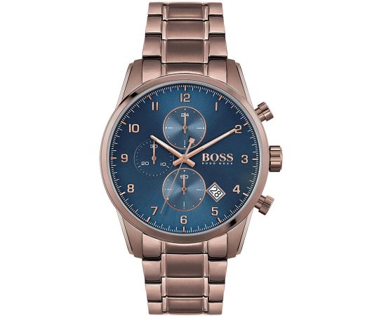  Shop Authentic Hugo Boss Skymaster Blue Dial Brown Steel Strap Watch for Men - 1513788 - Luxxuri