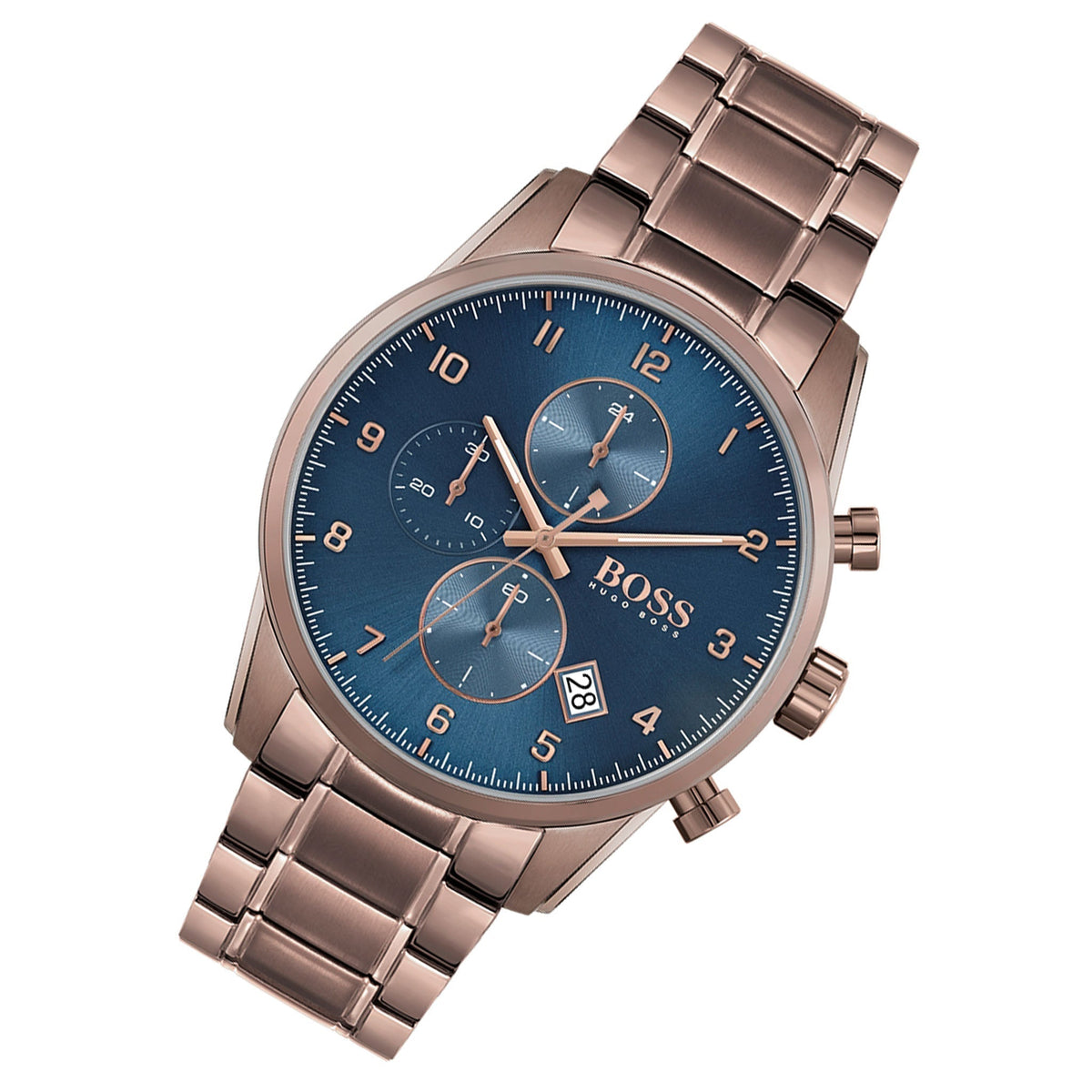  Shop Authentic Hugo Boss Skymaster Blue Dial Brown Steel Strap Watch for Men - 1513788 - Luxxuri