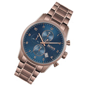  Shop Authentic Hugo Boss Skymaster Blue Dial Brown Steel Strap Watch for Men - 1513788 - Luxxuri