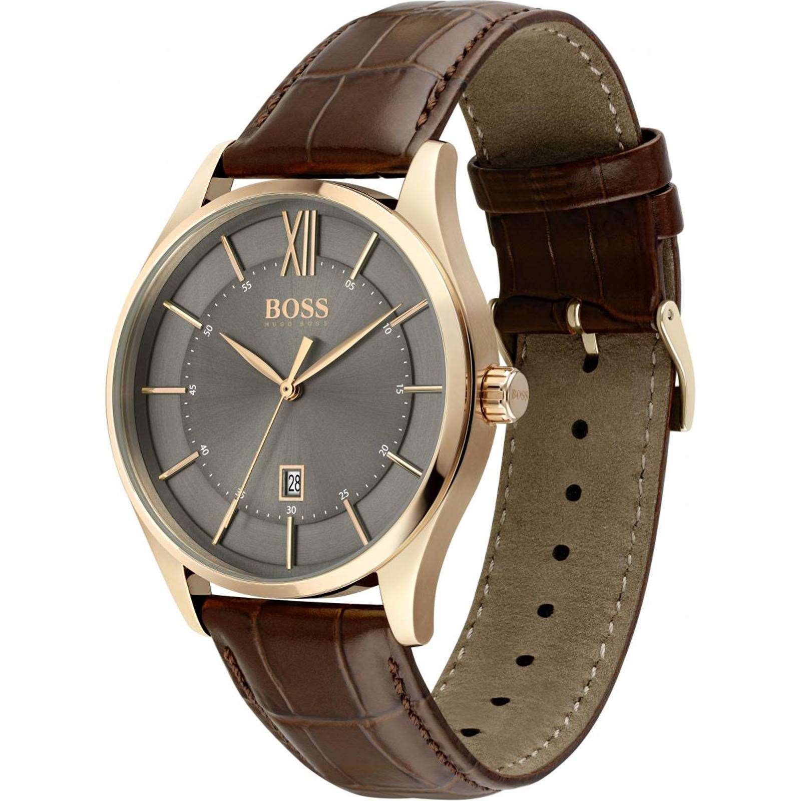  Shop Authentic Hugo Boss Ambassador Grey Dial Brown Leather Strap Watch for Men - 1513387 - Luxxuri