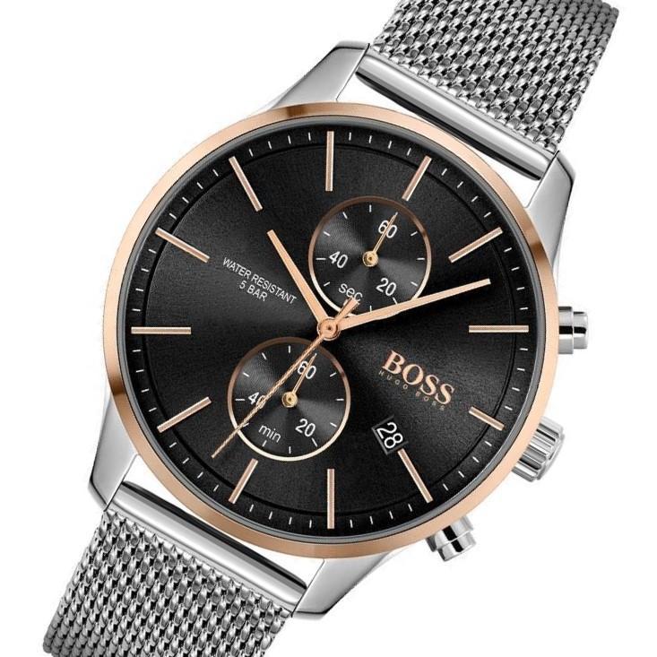  Shop Authentic Hugo Boss Associate Black Dial Silver Mesh Bracelet Watch for Men - 1513805 - Luxxuri