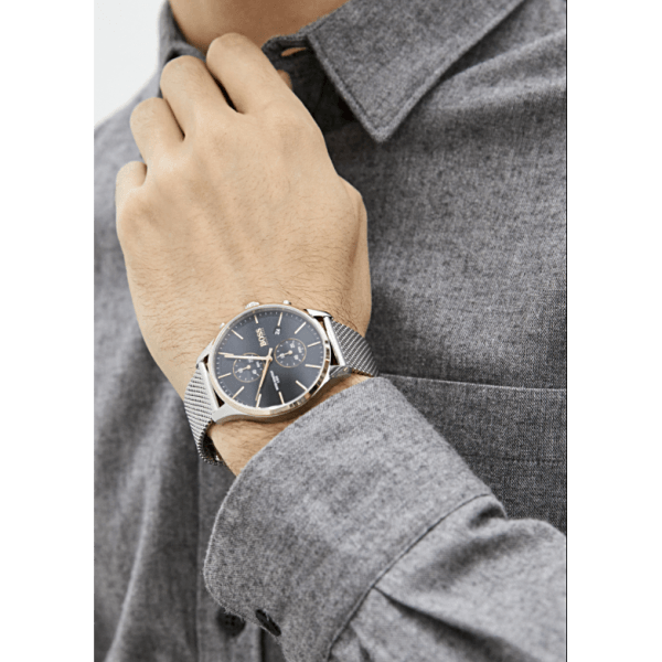  Shop Authentic Hugo Boss Associate Black Dial Silver Mesh Bracelet Watch for Men - 1513805 - Luxxuri