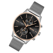  Shop Authentic Hugo Boss Associate Black Dial Silver Mesh Bracelet Watch for Men - 1513805 - Luxxuri