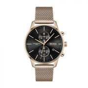  Shop Authentic Hugo Boss Associate Black Dial Rose Gold Mesh Bracelet Watch for Men - 1513806 - Luxxuri