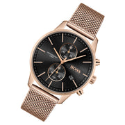  Shop Authentic Hugo Boss Associate Black Dial Rose Gold Mesh Bracelet Watch for Men - 1513806 - Luxxuri