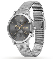  Shop Authentic Hugo Boss Integrity Grey Dial Silver Mesh Bracelet Watch for Men - 1513807 - Luxxuri