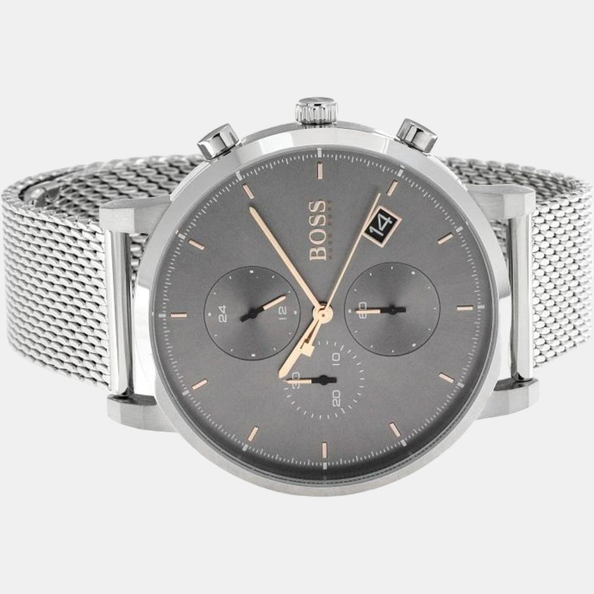  Shop Authentic Hugo Boss Integrity Grey Dial Silver Mesh Bracelet Watch for Men - 1513807 - Luxxuri
