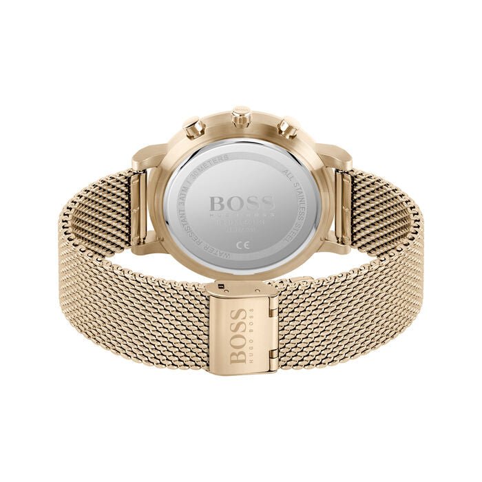  Shop Authentic Hugo Boss Integrity Black Dial Gold Mesh Bracelet Watch for Men - 1513808 - Luxxuri