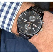  Shop Authentic Hugo Boss Associate Black Dial Black Mesh Bracelet Watch for Men - 1513811 - Luxxuri
