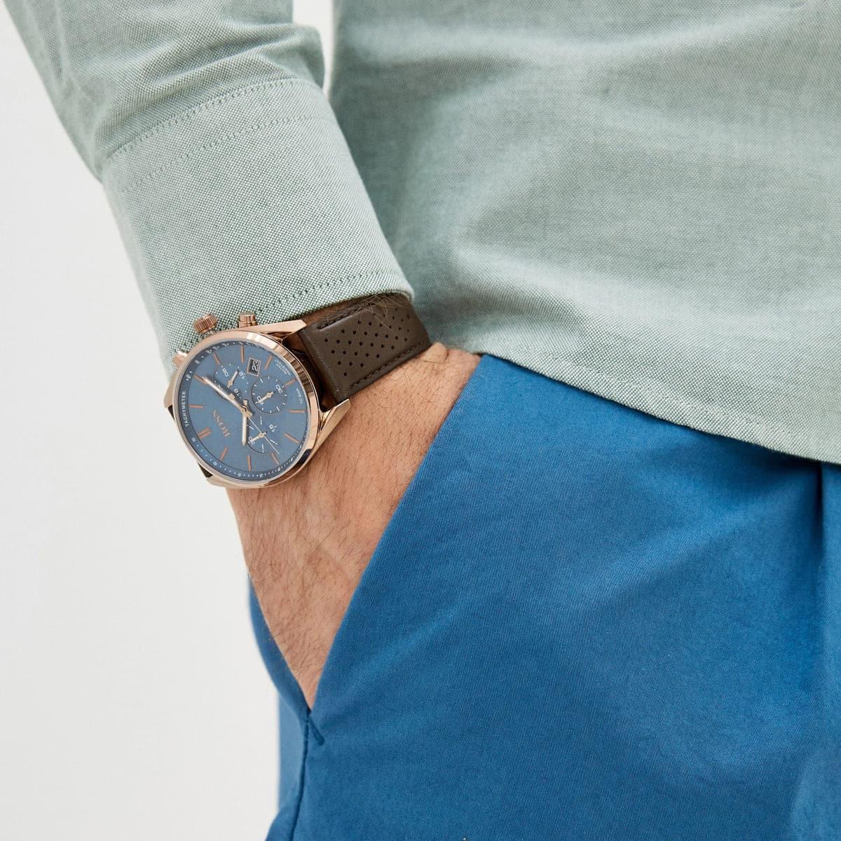  Shop Authentic Hugo Boss Champion Blue Dial Brown Leather Strap Watch for Men - 1513817 - Luxxuri