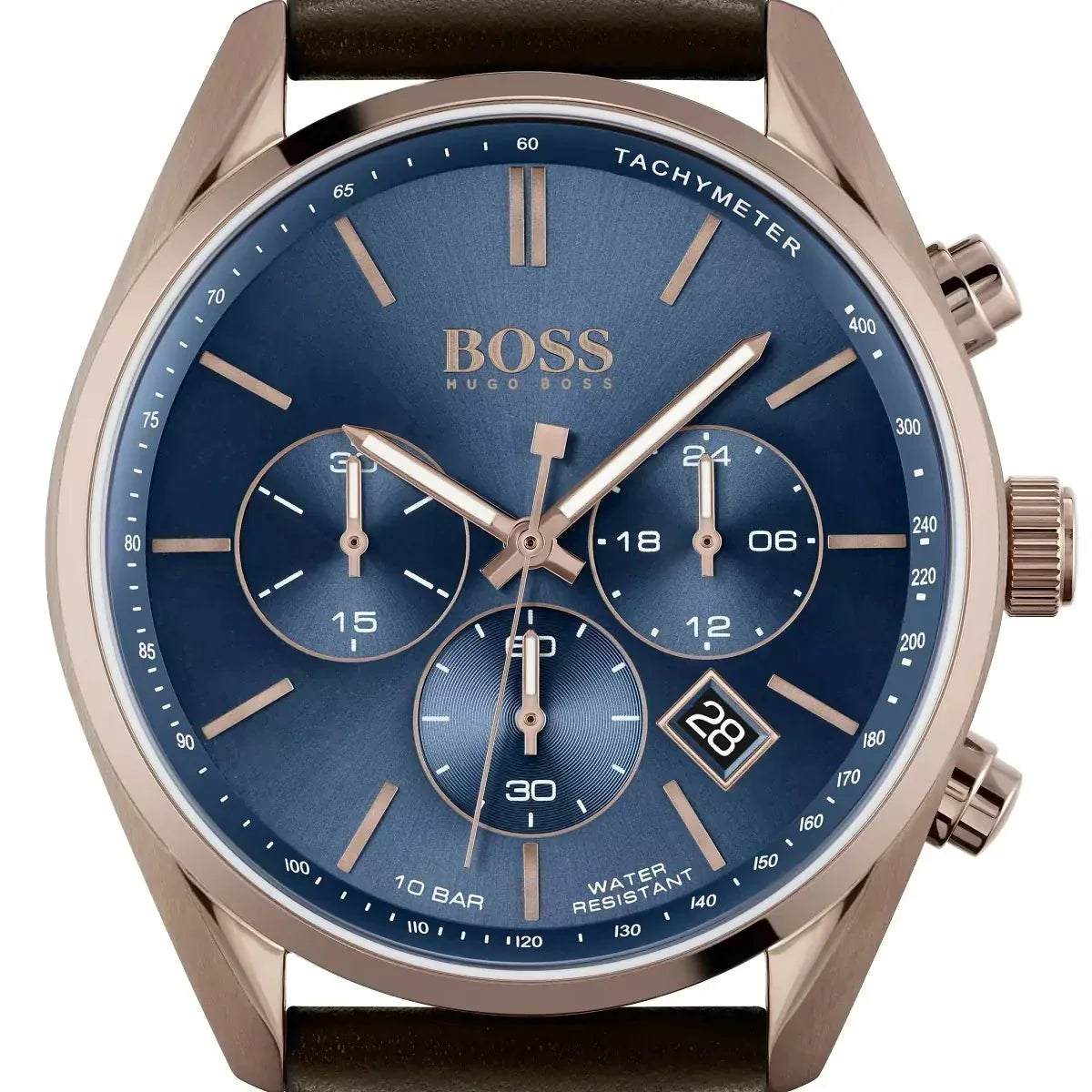  Shop Authentic Hugo Boss Champion Blue Dial Brown Leather Strap Watch for Men - 1513817 - Luxxuri