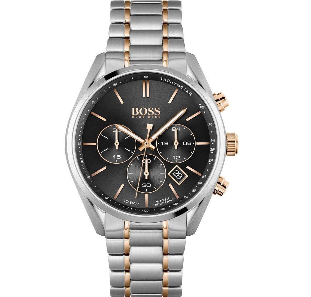  Shop Authentic Hugo Boss Champion Chronograph Black Dial Two Tone Steel Strap Watch for Men - 1513819 - Luxxuri