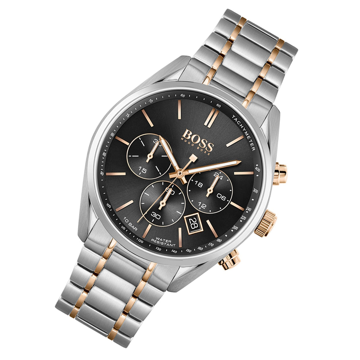  Shop Authentic Hugo Boss Champion Chronograph Black Dial Two Tone Steel Strap Watch for Men - 1513819 - Luxxuri