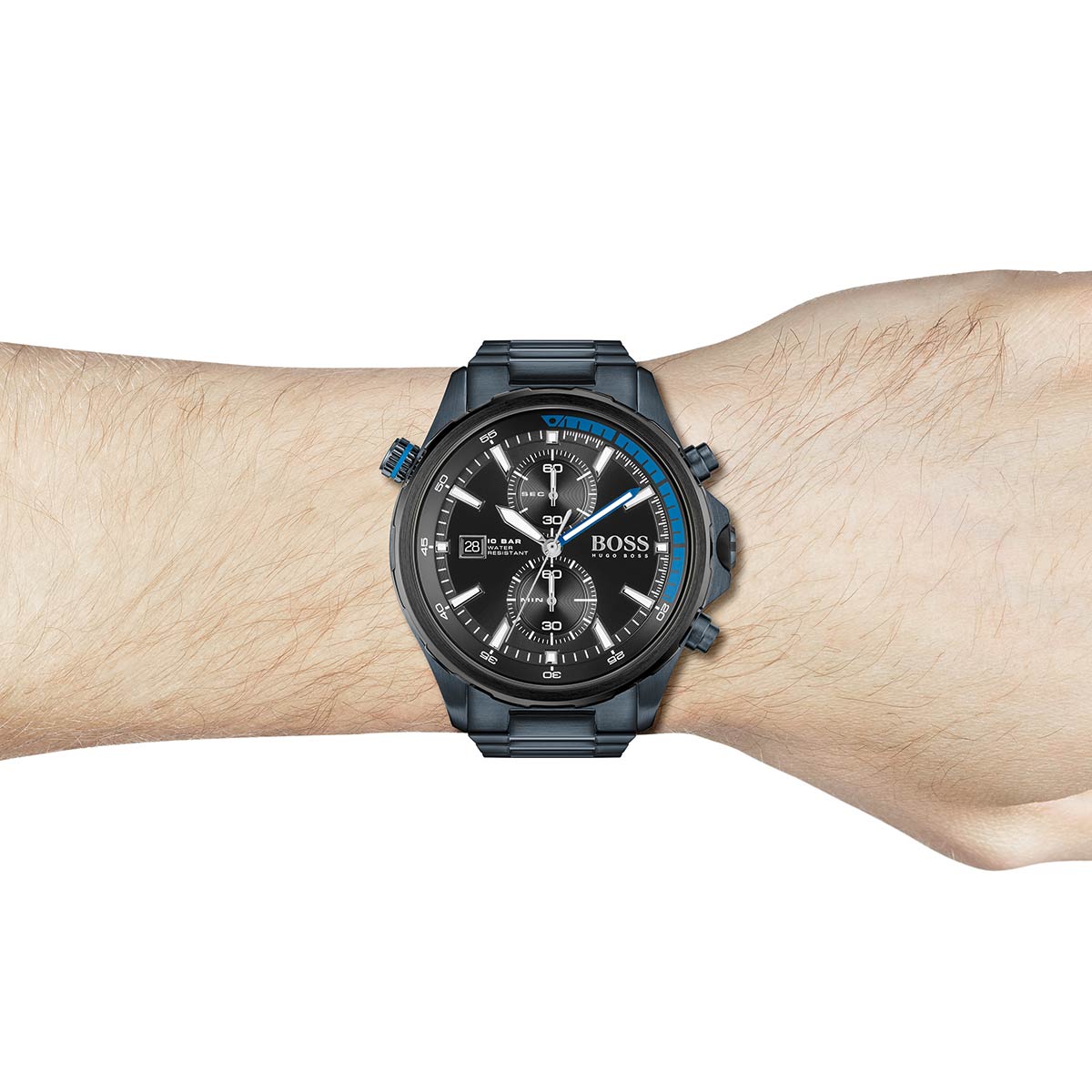  Shop Authentic Hugo Boss Globetrotter Black Dial Black Steel Strap Watch for Men - 1513824 - Luxxuri