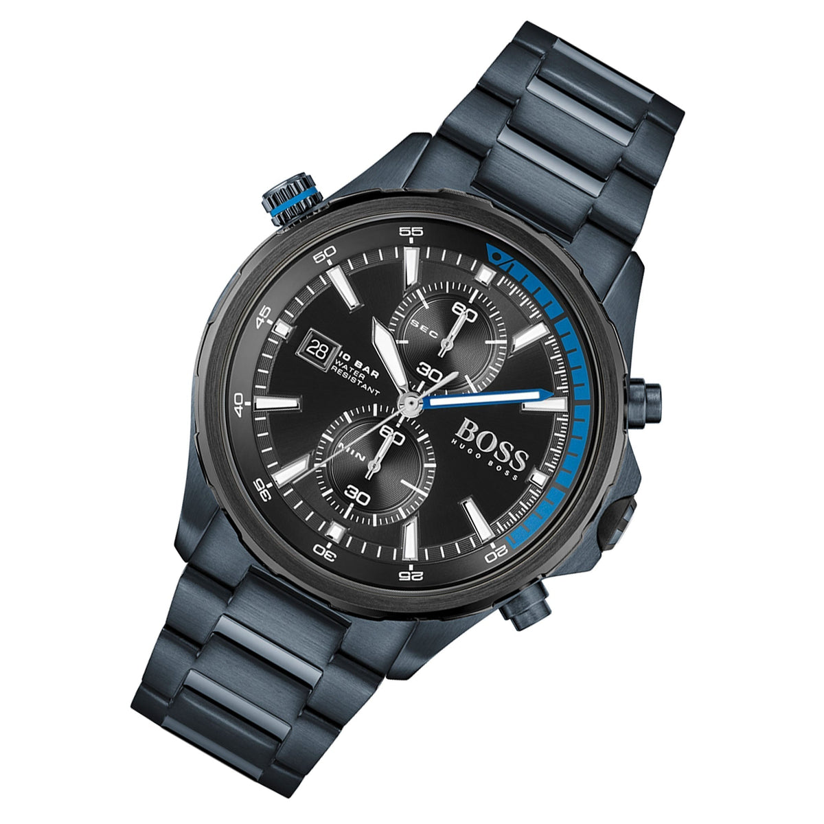  Shop Authentic Hugo Boss Globetrotter Black Dial Black Steel Strap Watch for Men - 1513824 - Luxxuri