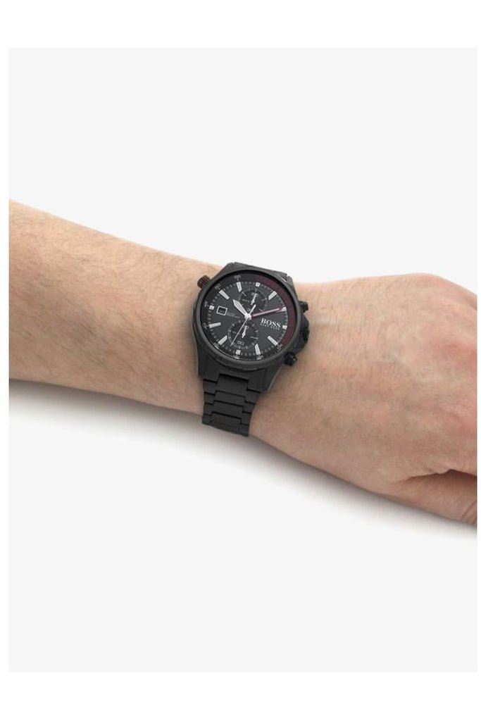  Shop Authentic Hugo Boss Globetrotter Black Dial Black Steel Strap Watch for Men - 1513825 - Luxxuri