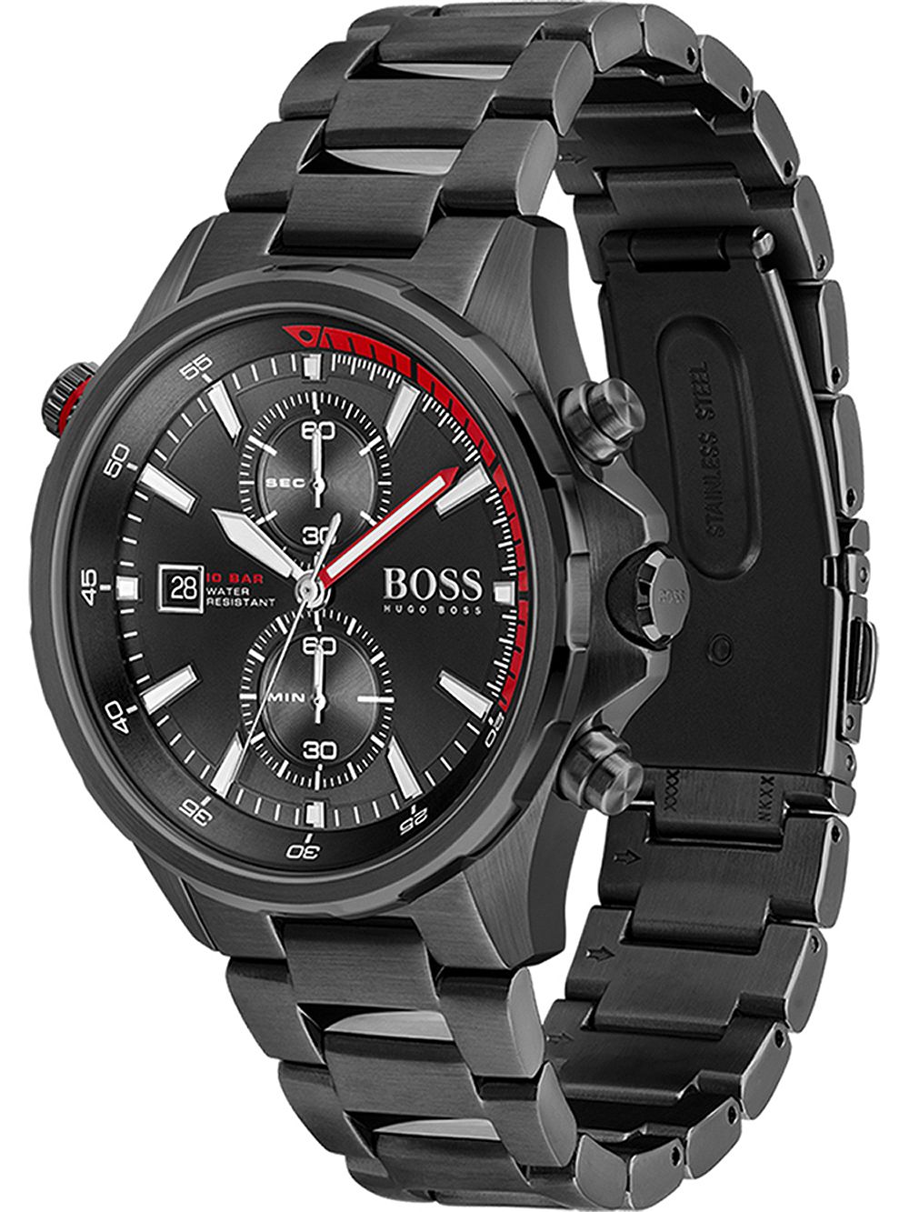  Shop Authentic Hugo Boss Globetrotter Black Dial Black Steel Strap Watch for Men - 1513825 - Luxxuri