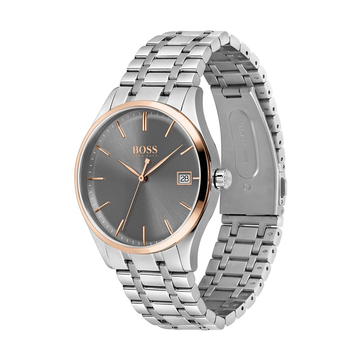  Shop Authentic Hugo Boss Classic Grey Dial Two Tone Steel Strap Watch for Men - 1513688 - Luxxuri