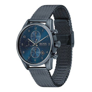  Shop Authentic Hugo Boss Skymaster Chronograph Blue Dial Blue Mesh Bracelet Watch for Men - 1513836 - Luxxuri
