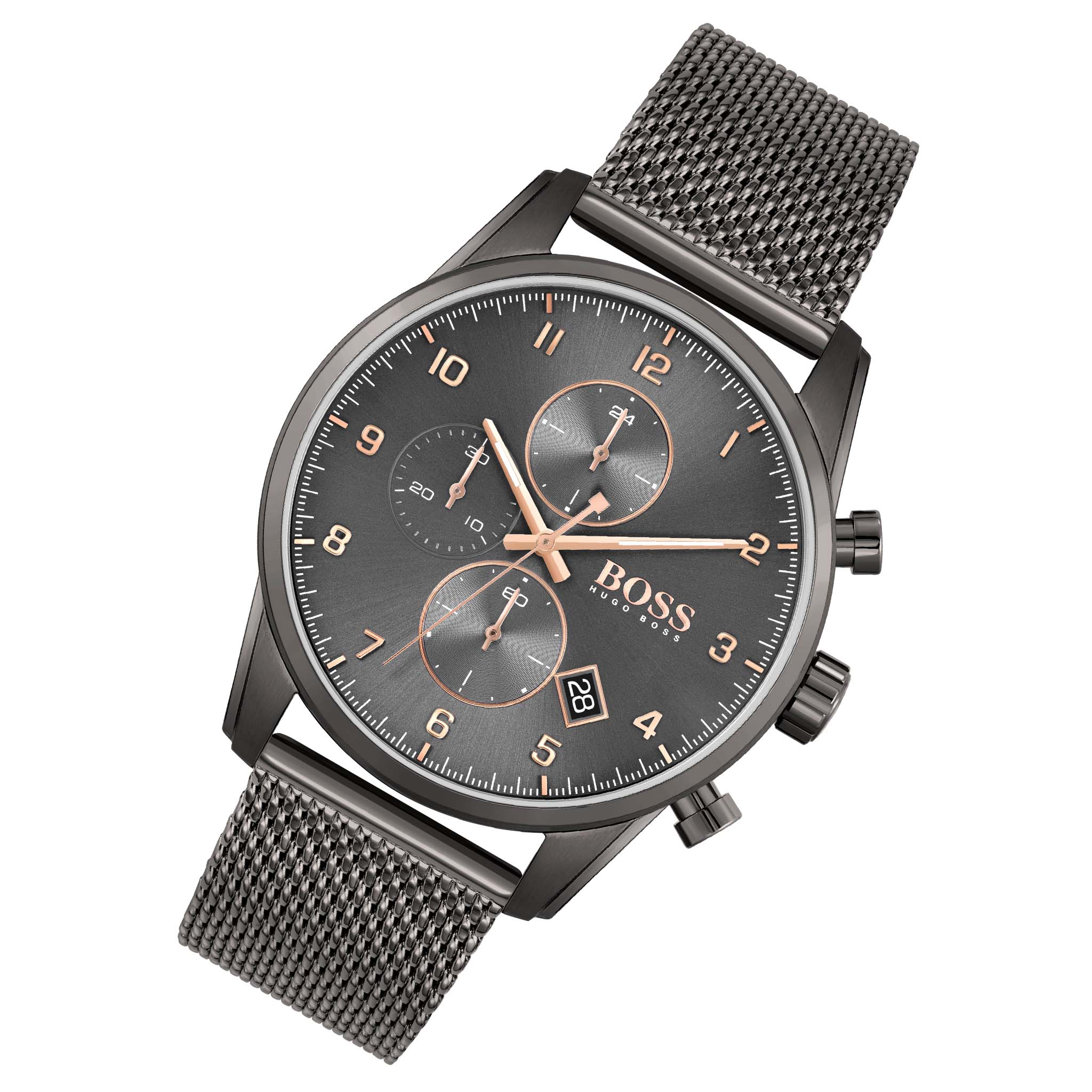  Shop Authentic Hugo Boss Skymaster Grey Dial Grey Mesh Bracelet Watch for Men - 1513837 - Luxxuri