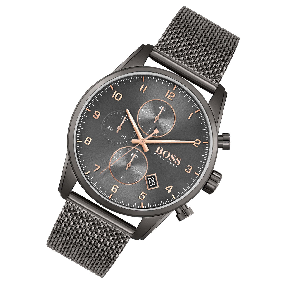  Shop Authentic Hugo Boss Skymaster Grey Dial Grey Mesh Bracelet Watch for Men - 1513837 - Luxxuri