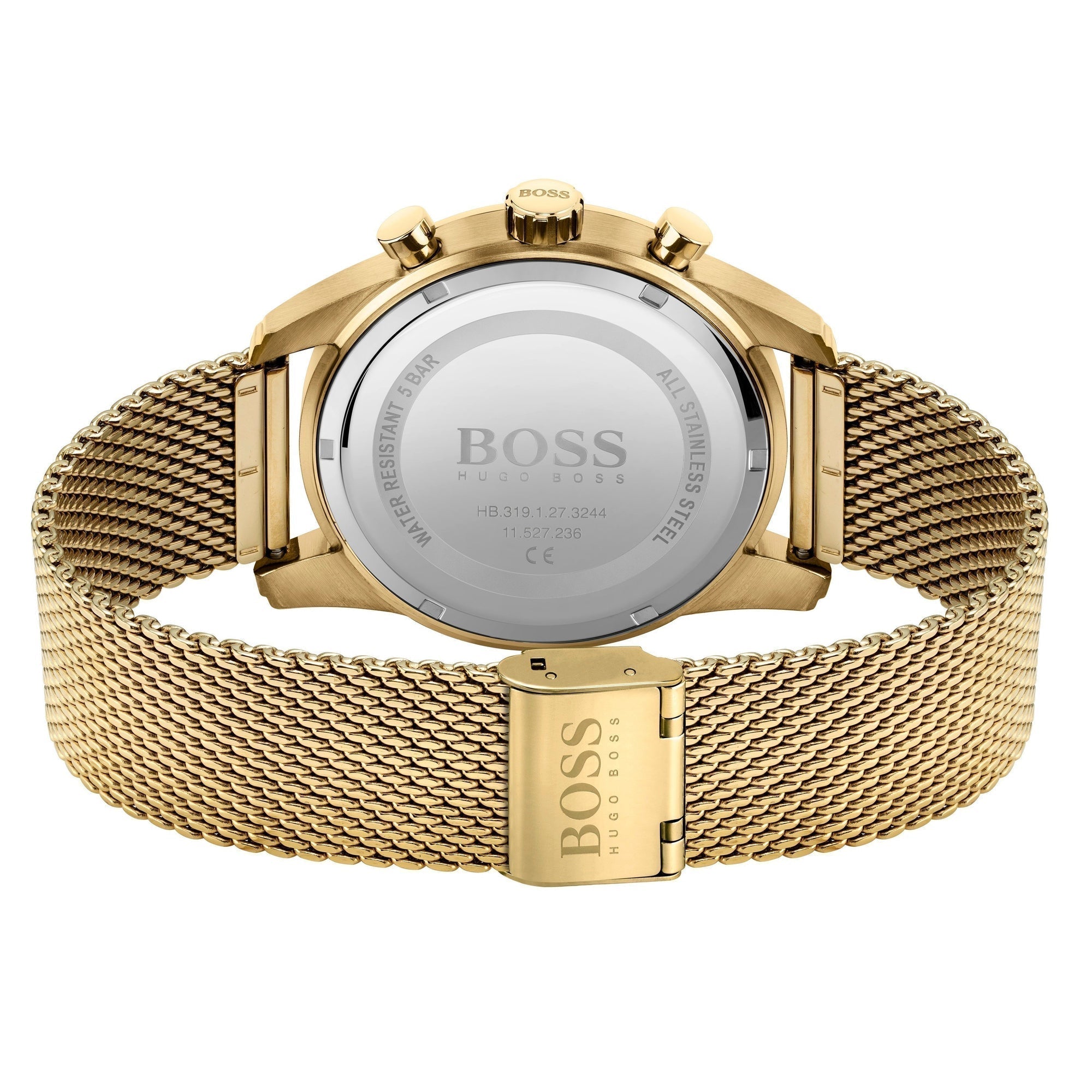  Shop Authentic Hugo Boss Skymaster Black Dial Gold Mesh Bracelet Watch for Men - 1513838 - Luxxuri