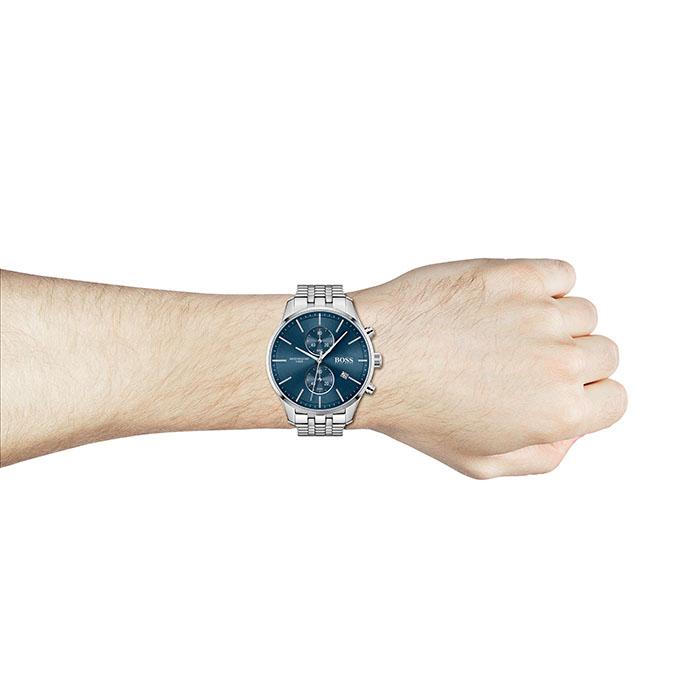  Shop Authentic Hugo Boss Associate Blue Dial Silver Steel Strap Watch for Men - 1513839 - Luxxuri