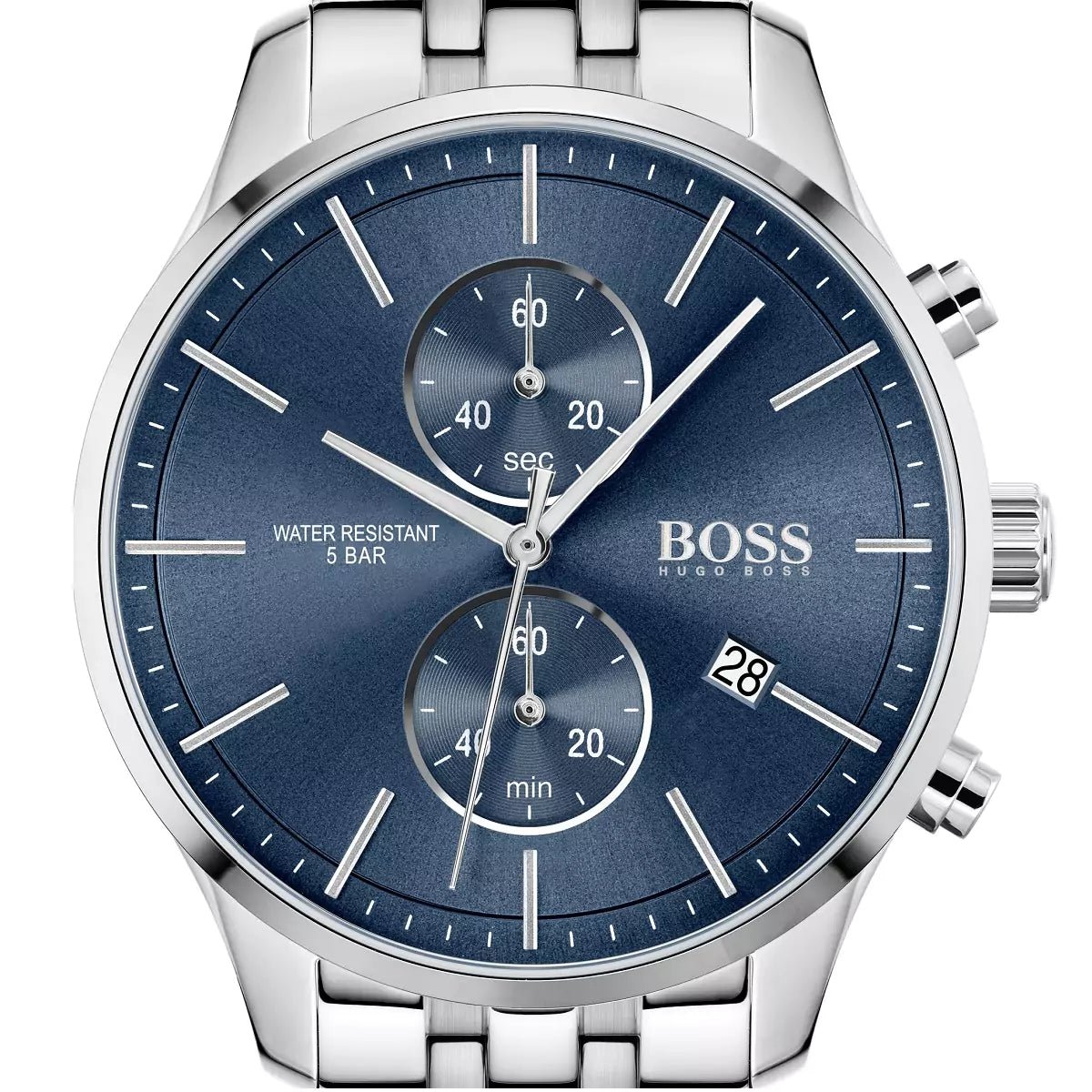 Shop Authentic Hugo Boss Associate Blue Dial Silver Steel Strap Watch for Men - 1513839 - Luxxuri