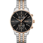  Shop Authentic Hugo Boss Associate Chronograph Black Dial Two Tone Steel Strap Watch for Men - 1513840 - Luxxuri