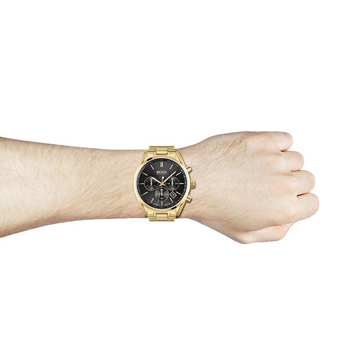  Shop Authentic Hugo Boss Champion Black Dial Gold Steel Strap Watch for Men - 1513848 - Luxxuri