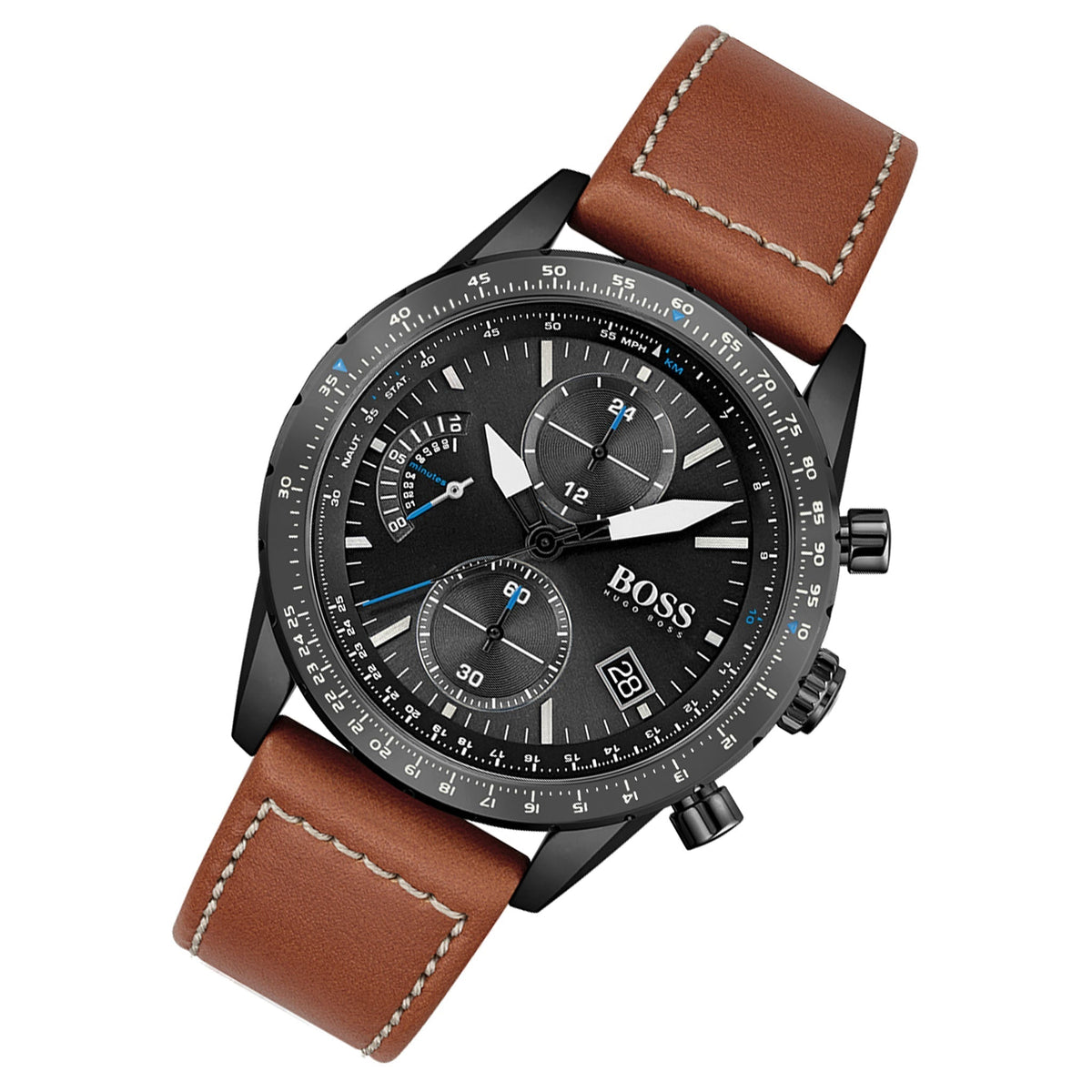  Shop Authentic Hugo Boss Pilot Black Dial Brown Leather Strap Watch for Men - 1513851 - Luxxuri