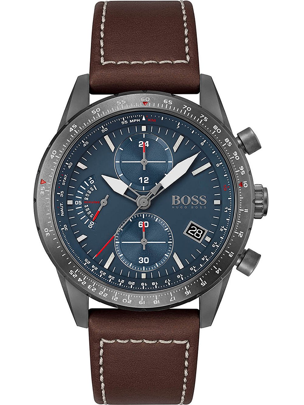  Shop Authentic Hugo Boss Pilot Edition Blue Dial Brown Leather Strap Watch for Men - 1513852 - Luxxuri