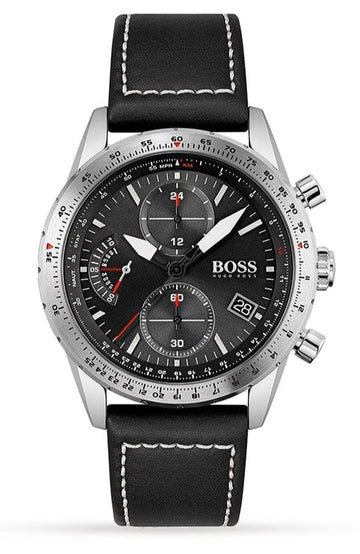  Shop Authentic Hugo Boss Pilot Edition Black Dial Black Leather Strap Watch for Men - 1513853 - Luxxuri