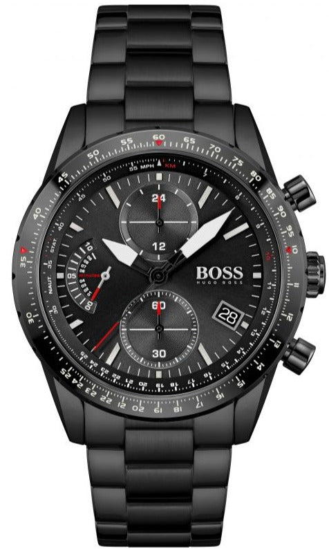  Shop Authentic Hugo Boss Pilot Edition Chronograph Black Dial Black Steel Strap Watch for Men - 1513854 - Luxxuri