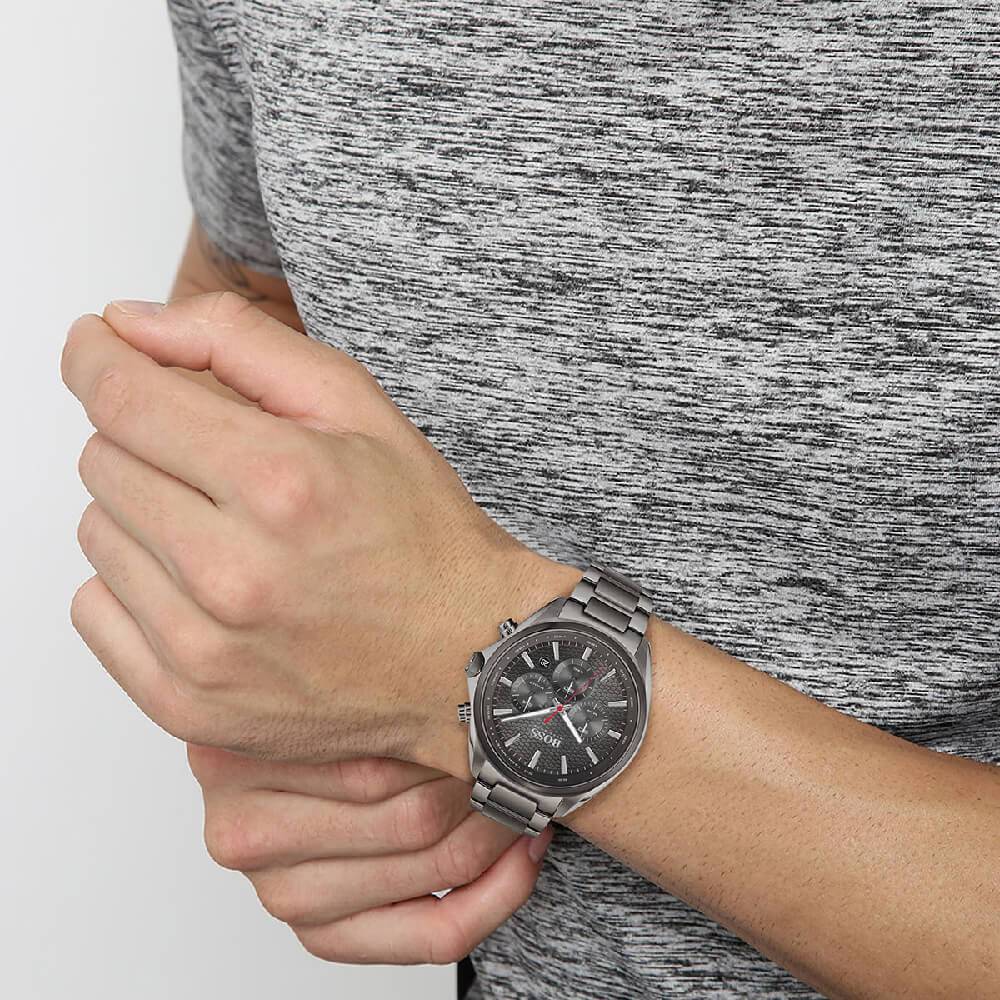  Shop Authentic Hugo Boss Distinct Grey Dial Gren Steel Strap Watch for Men - 1513858 - Luxxuri