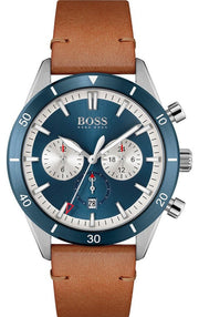  Shop Authentic Hugo Boss Santiago Blue Dial Brown Leather Strap Watch for Men - 1513860 - Luxxuri