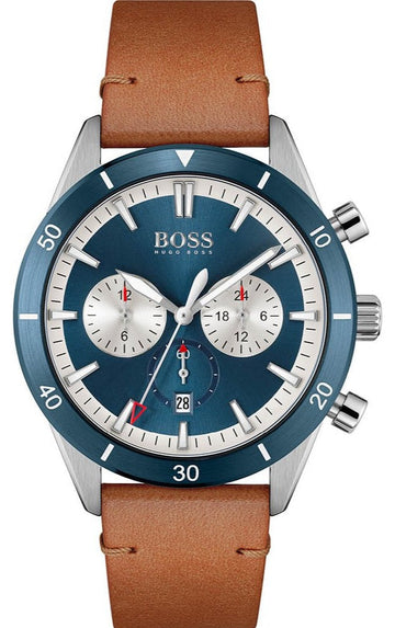  Shop Authentic Hugo Boss Santiago Blue Dial Brown Leather Strap Watch for Men - 1513860 - Luxxuri